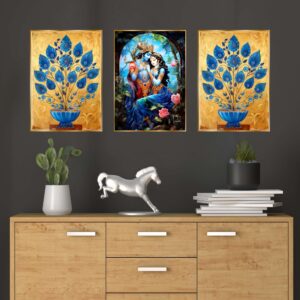 Set of Three Wall Paintings for Wall Dacoration Golden Framed Wall Paintings for Living Room & Bedroom Wall Art for Home Decoration & Office Wall DΓ©cor (18x12 inch CH-GD3-9)