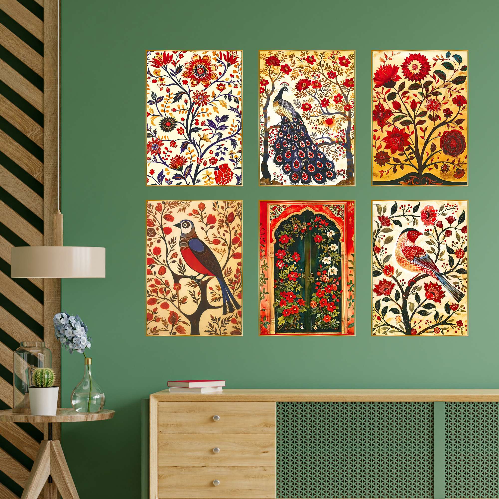 Set of Six Wall Paintings for Wall Dacoration Golden Framed Wall Paintings for Living Room & Bedroom Wall Art for Home Decoration & Office Wall Décor (17x13 inch CH-GD6-9) - Image 3